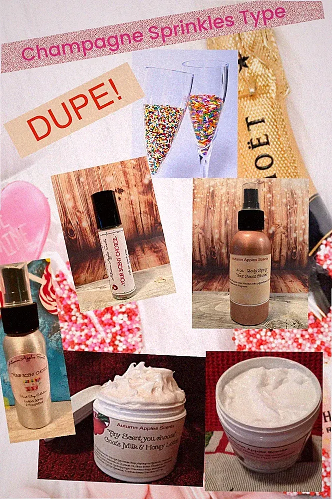 CHAMPAGNE SPRINKLES Perfume, roll on, EDP, Goat Milk, Lotion, FREE SHIPPING