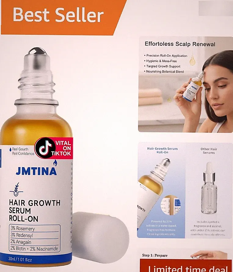 Fast-Absorbing Roll-On Hair Serum with Redensyl & AnaGain for Thinning Hair
