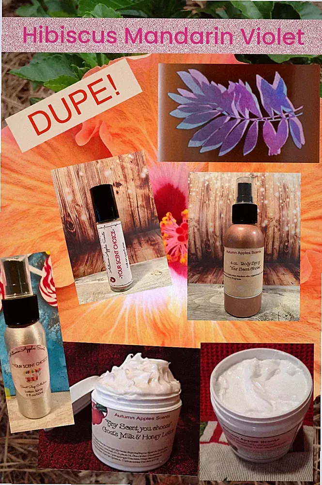 HIBISCUS MANDARIN VIOLET Perfume, roll on, EDP, Goat Milk, Lotion, FREE SHIPPING